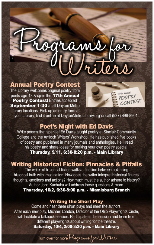 Programs for Writers At the Dayton Metro Library