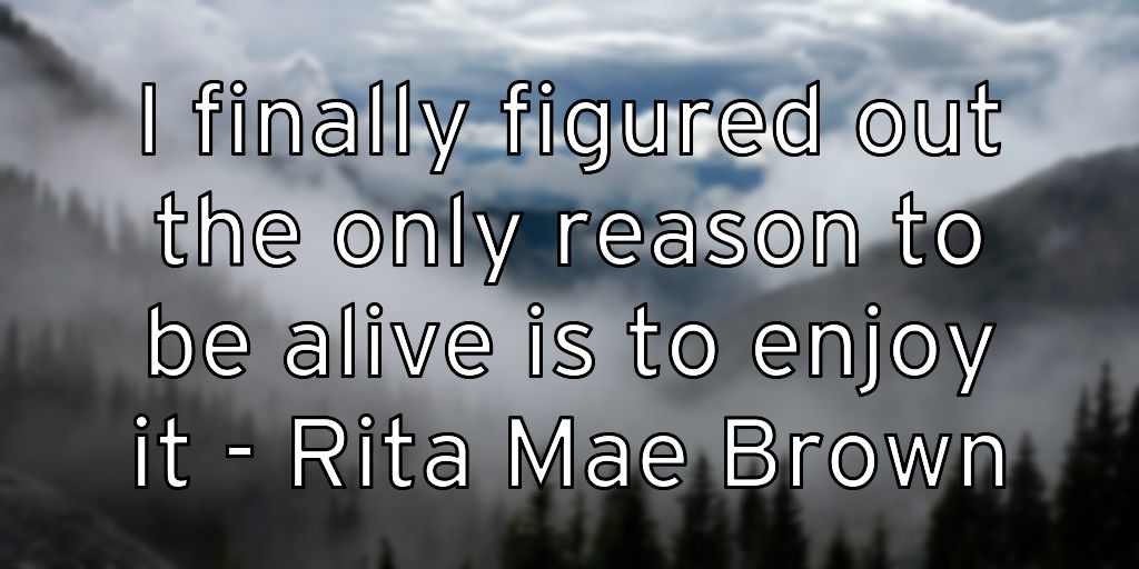 I finally figured out the only reason to be alive is to enjoy it – Rita Mae Brown