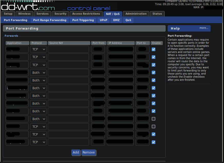 Port Forwarding:
    Certain applications may require to open specific ports in order for it to function correctly. Examples of these applications include servers and certain online games. When a request for a certain port comes in from the Internet, the router will route the data to the computer you specify. Due to security concerns, you may want to limit port forwarding to only those ports you are using, and uncheck the Enable checkbox after you are finished.