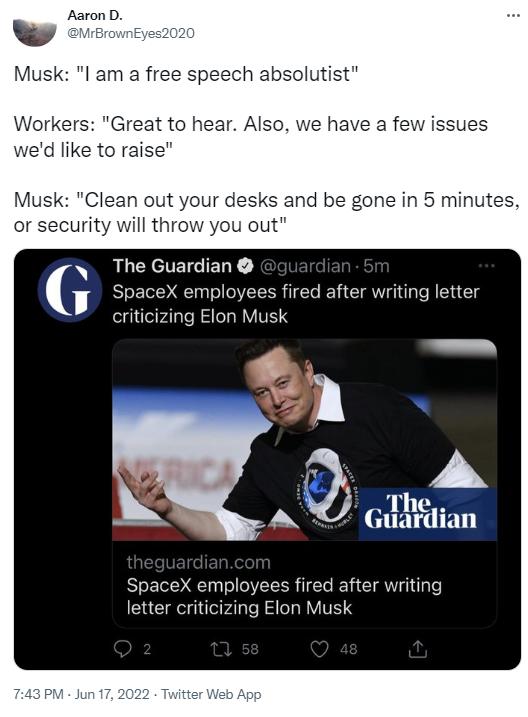 SpaceX employees fired after writing letter criticizing Elon Musk