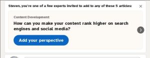 An "invitation" to add to articles on LinkedIn.